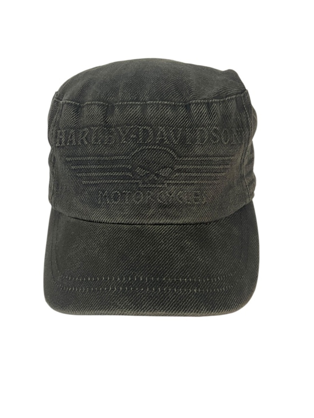 Harley-Davidson Motorcycles Black Military Cadet Hat Cap Skull Wing Logo  Small